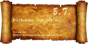 Birbauer Tarján névjegykártya